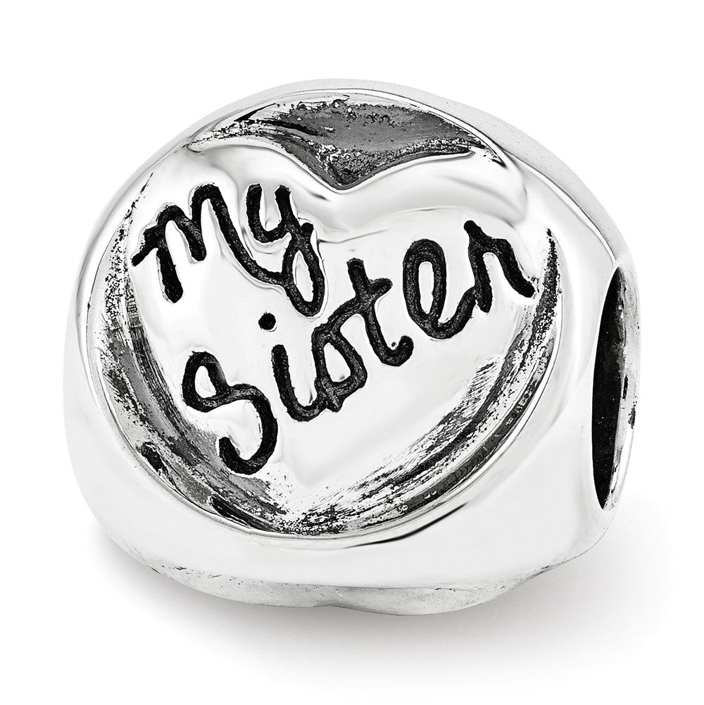 Sterling Silver My Sister My Friend 3-Sided Trilogy Bead Charm, Item B12311 by The Black Bow Jewelry Co.