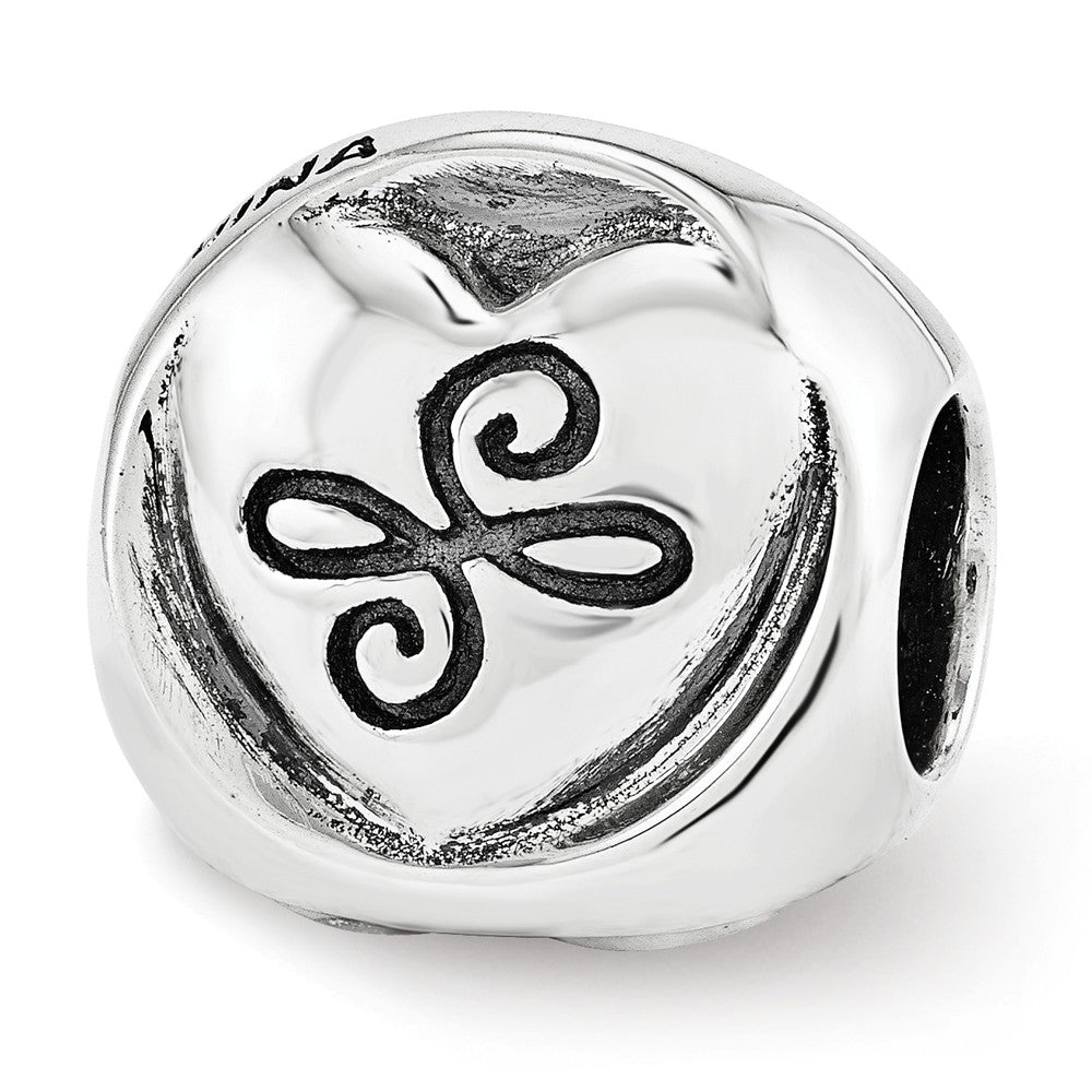 Alternate view of the Sterling Silver My Sister My Friend 3-Sided Trilogy Bead Charm by The Black Bow Jewelry Co.
