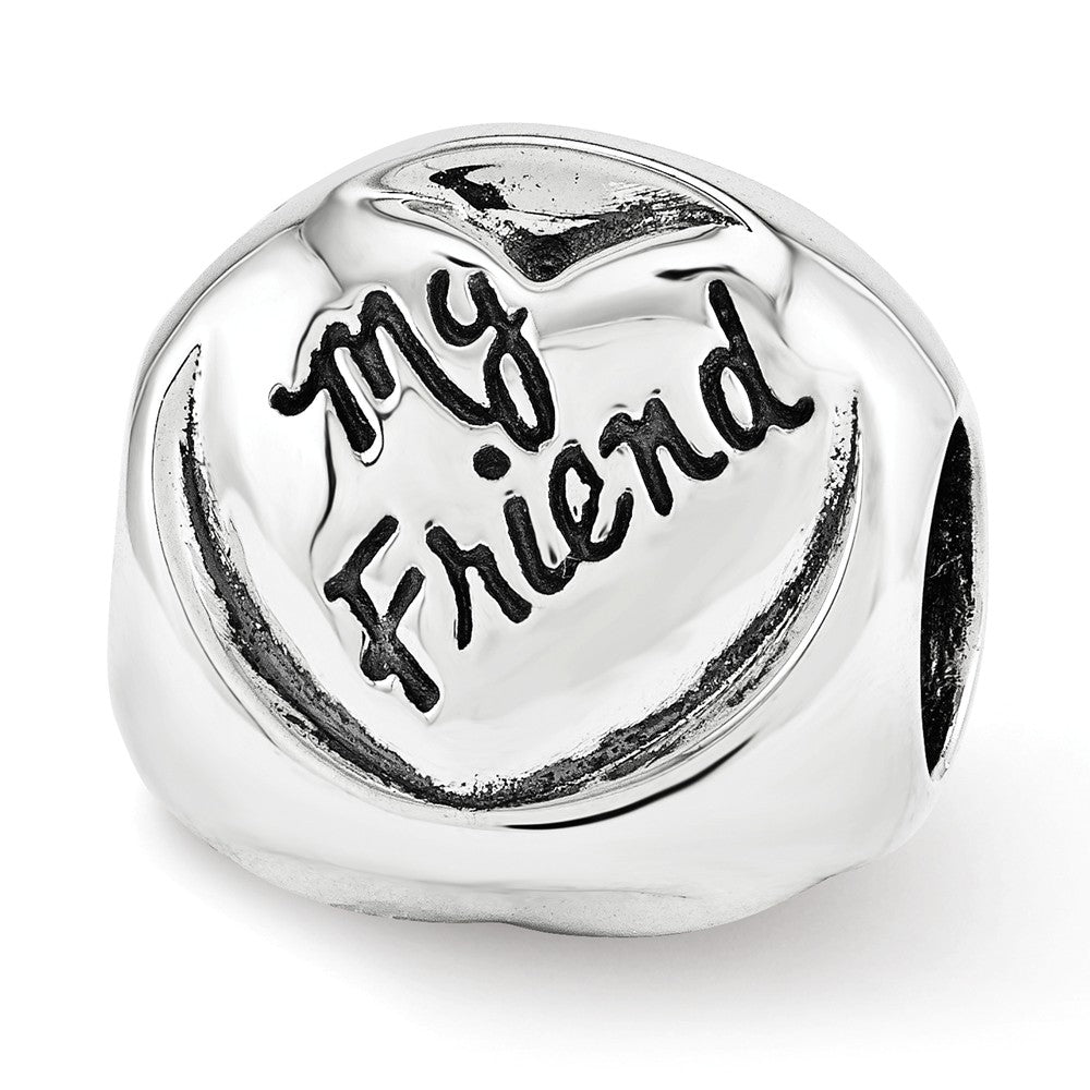 Alternate view of the Sterling Silver My Mother My Friend 3-Sided Trilogy Bead Charm by The Black Bow Jewelry Co.