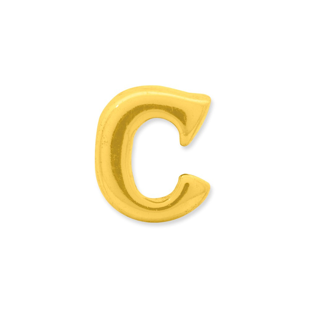 Alternate view of the Letter C Bead Charm in 14k Yellow Gold Plated Sterling Silver by The Black Bow Jewelry Co.
