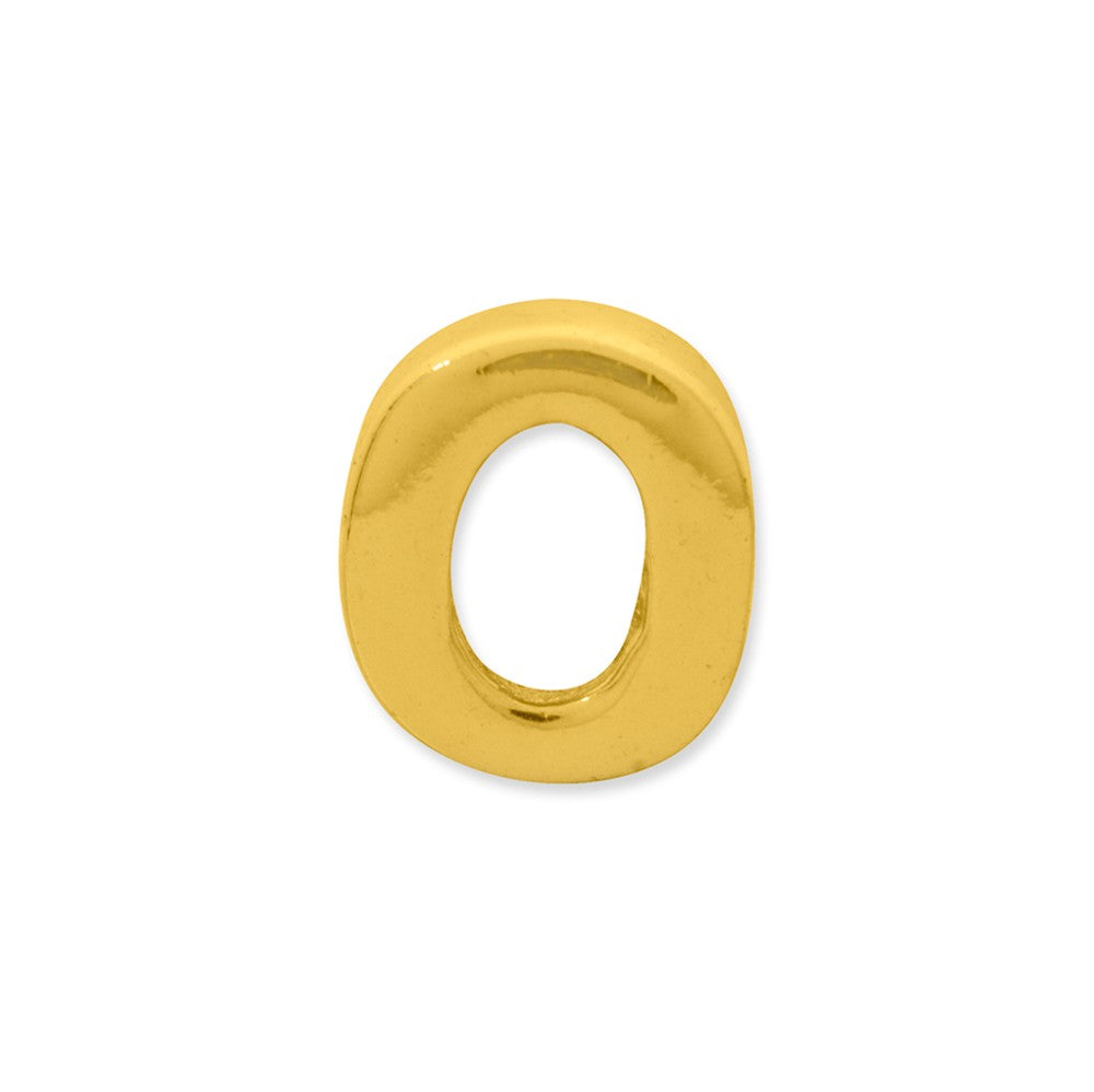 Alternate view of the Letter O Bead Charm in 14k Yellow Gold Plated Sterling Silver by The Black Bow Jewelry Co.
