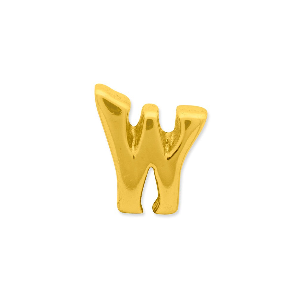 Alternate view of the Letter W Bead Charm in 14k Yellow Gold Plated Sterling Silver by The Black Bow Jewelry Co.