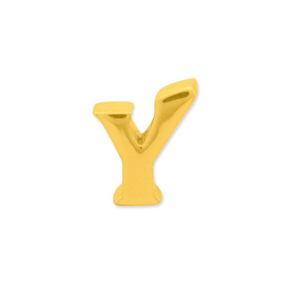 Alternate view of the Letter Y Bead Charm in 14k Yellow Gold Plated Sterling Silver by The Black Bow Jewelry Co.