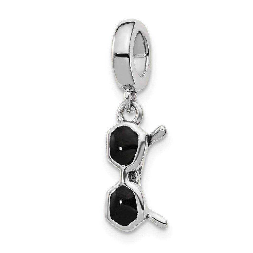 Sterling Silver &amp; Black Enamel Sunglasses Dangle Bead Charm, Item B12384 by The Black Bow Jewelry Co.