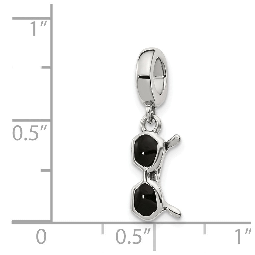 Alternate view of the Sterling Silver &amp; Black Enamel Sunglasses Dangle Bead Charm by The Black Bow Jewelry Co.
