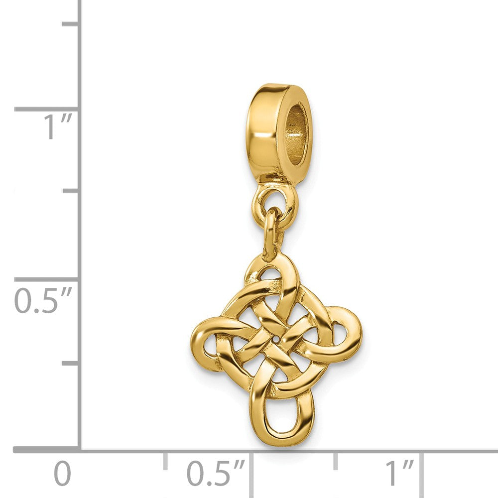 Alternate view of the 14k Yellow Gold Plated Sterling Silver Celtic Cross Dangle Bead Charm by The Black Bow Jewelry Co.