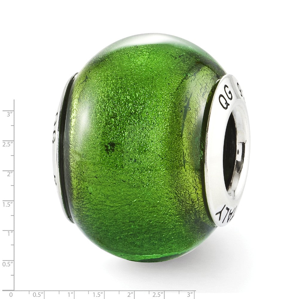 Alternate view of the Green Italian Murano Glass &amp; Sterling Silver Bead Charm by The Black Bow Jewelry Co.