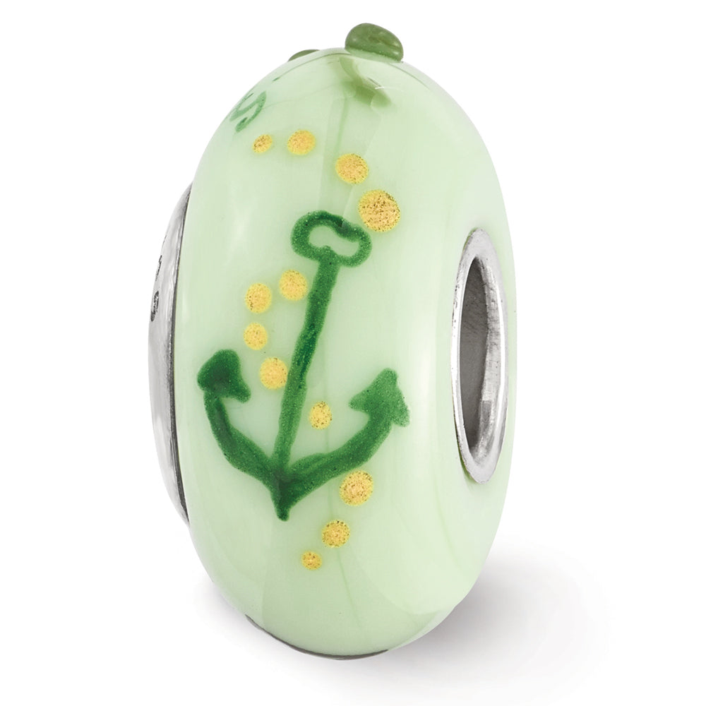 Alternate view of the Fenton Hand Painted Alpha Sigma Tau Glass &amp; Sterling Silver Bead Charm by The Black Bow Jewelry Co.