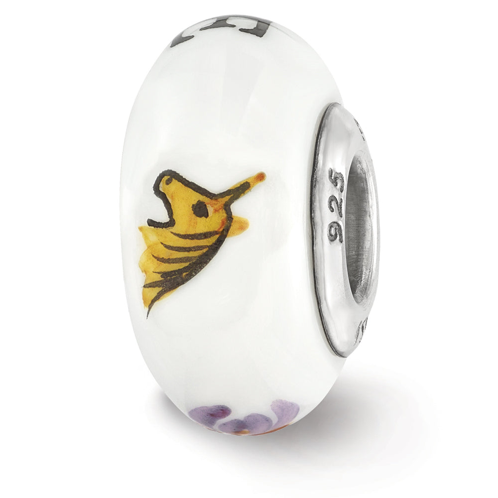 Alternate view of the Fenton Delta Phi Epsilon Glass &amp; Sterling Silver Bead Charm by The Black Bow Jewelry Co.