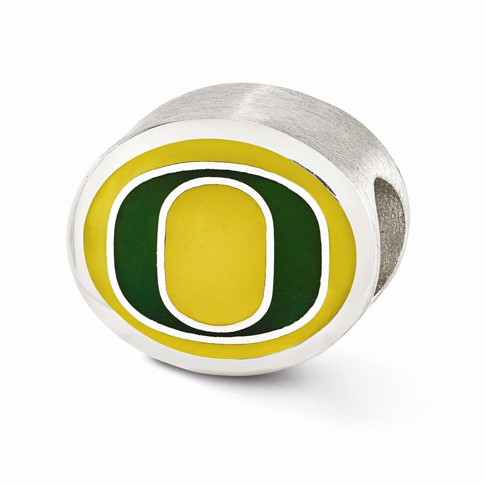 Alternate view of the Sterling Silver &amp; Enamel University of Oregon Collegiate Bead Charm by The Black Bow Jewelry Co.
