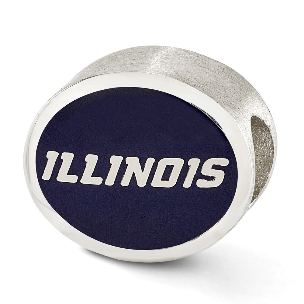 Sterling Silver &amp; Enamel University of Illinois Collegiate Bead Charm, Item B12663 by The Black Bow Jewelry Co.