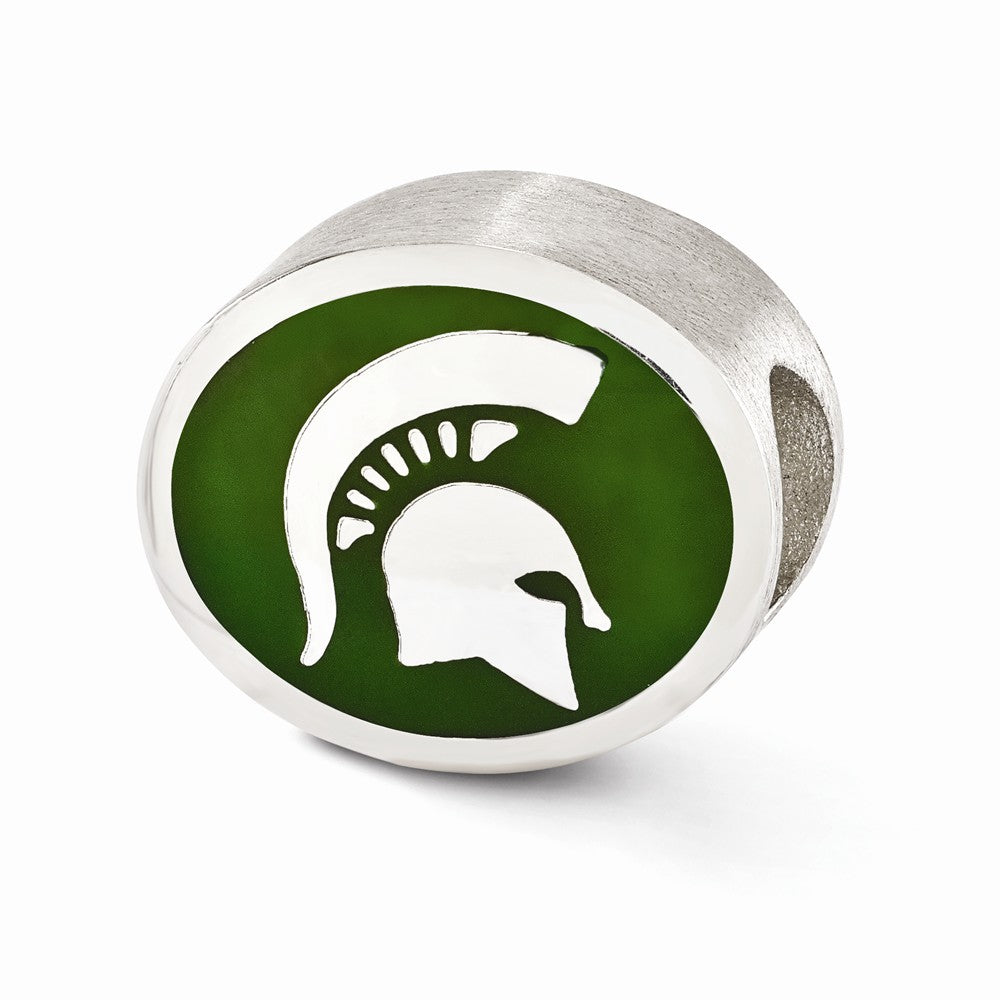 Alternate view of the Sterling Silver &amp; Enamel Michigan State University Collegiate Bead by The Black Bow Jewelry Co.