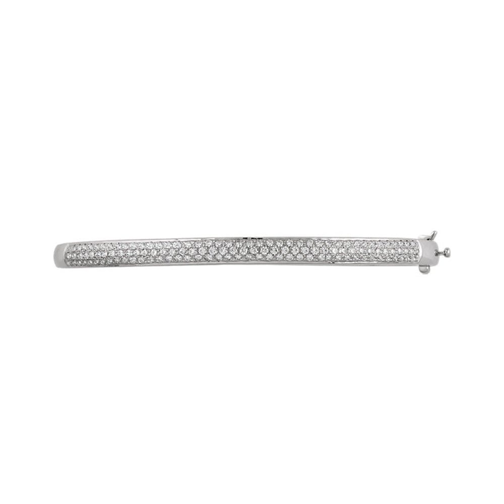 Alternate view of the 14k White Gold &amp; 1 Ctw Diamond 4.5mm Hinged Bangle Bracelet by The Black Bow Jewelry Co.