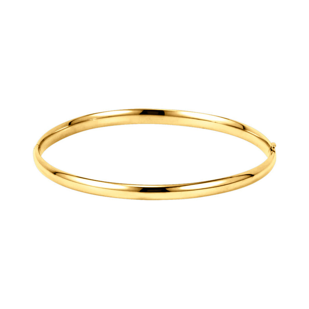 14k Yellow Gold Polished 4mm Hinged Bangle Bracelet, Item B12733 by The Black Bow Jewelry Co.