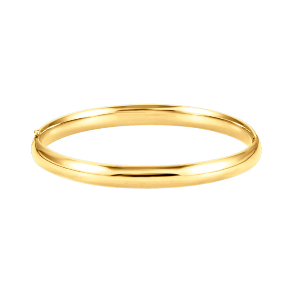 14k Yellow Gold Polished 6.5mm Hinged Bangle Bracelet, Item B12736 by The Black Bow Jewelry Co.