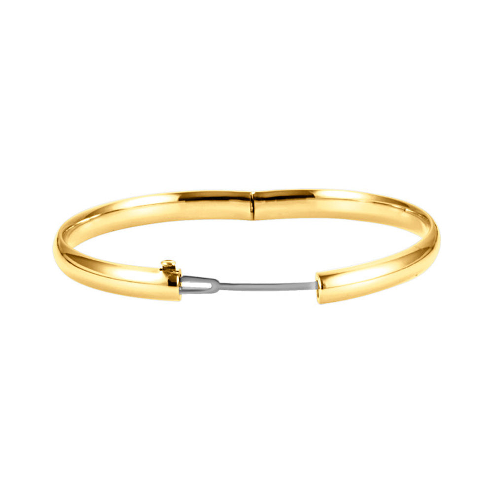 Alternate view of the 14k Yellow Gold Polished 6.5mm Hinged Bangle Bracelet by The Black Bow Jewelry Co.