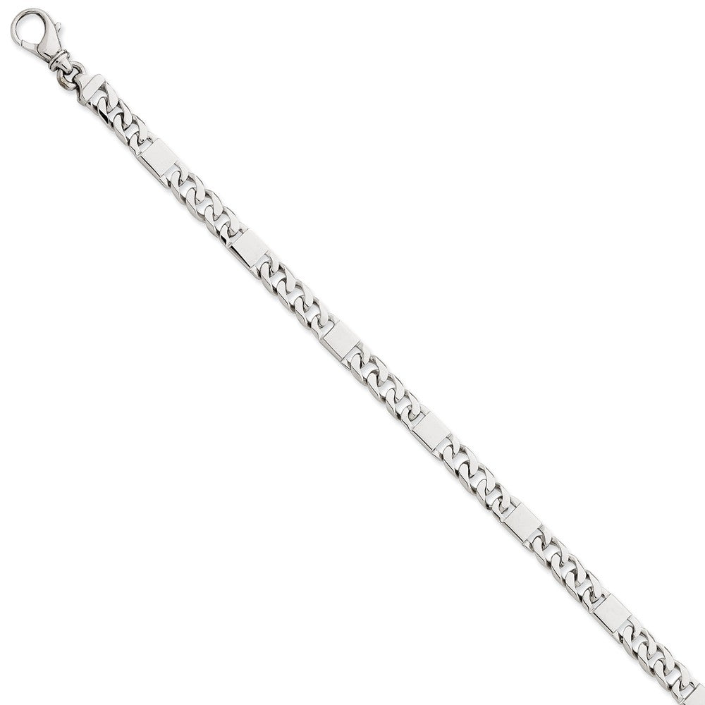 5.5mm 14k White Gold Polished Fancy Link Chain Bracelet, Item B12950 by The Black Bow Jewelry Co.