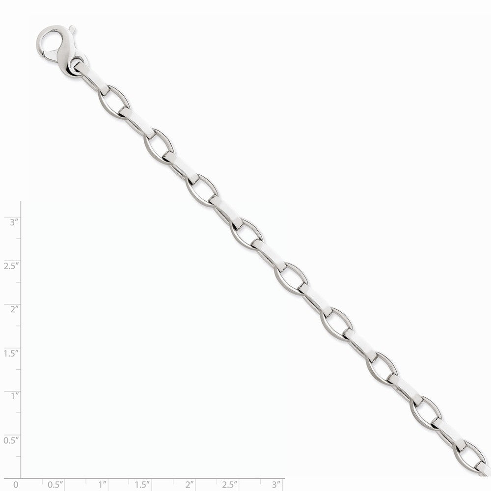 Alternate view of the Men&#39;s 6.6mm 14k White Gold Polished &amp; Satin Oval Link Chain Bracelet by The Black Bow Jewelry Co.