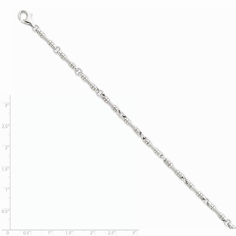 Alternate view of the 3.25mm 14k White Gold Fancy Link Chain Bracelet by The Black Bow Jewelry Co.