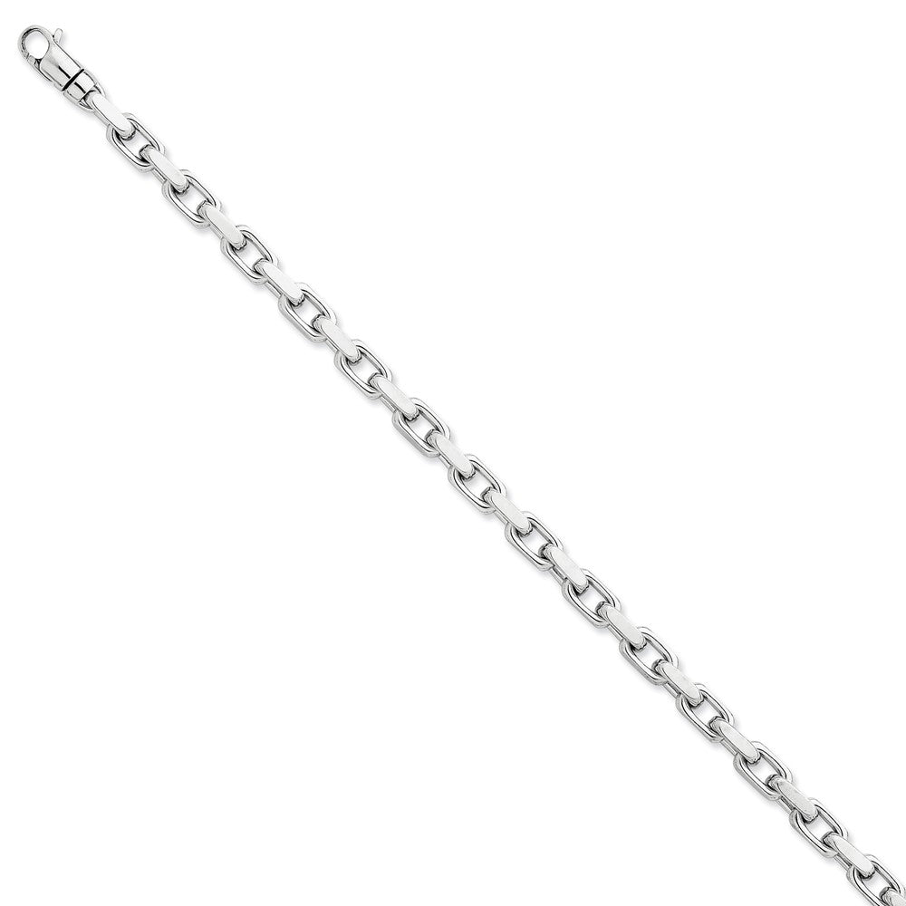 5.3mm 14k White Gold Polished Fancy Cable Chain Bracelet, Item B12955 by The Black Bow Jewelry Co.