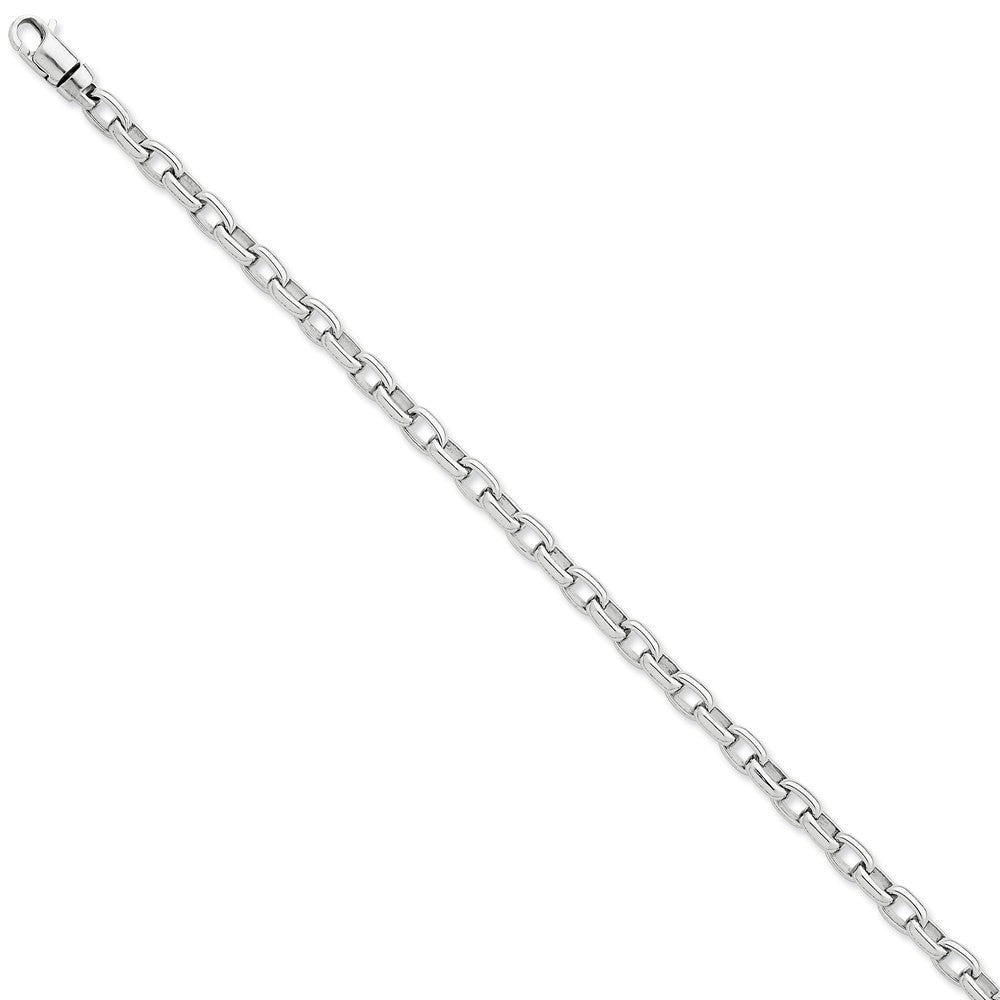 5mm 14k White Gold Solid Oval Link Chain Bracelet, Item B12958 by The Black Bow Jewelry Co.
