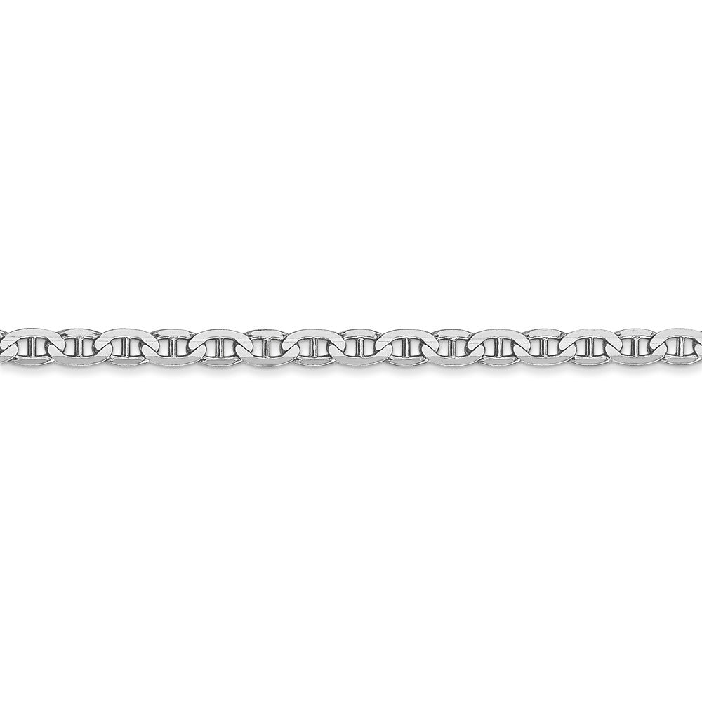 Alternate view of the 3mm Solid Concave Anchor Chain Bracelet in 14k White Gold by The Black Bow Jewelry Co.