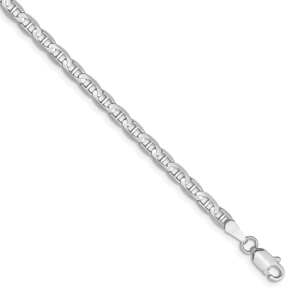 3mm Solid Concave Anchor Chain Bracelet in 14k White Gold