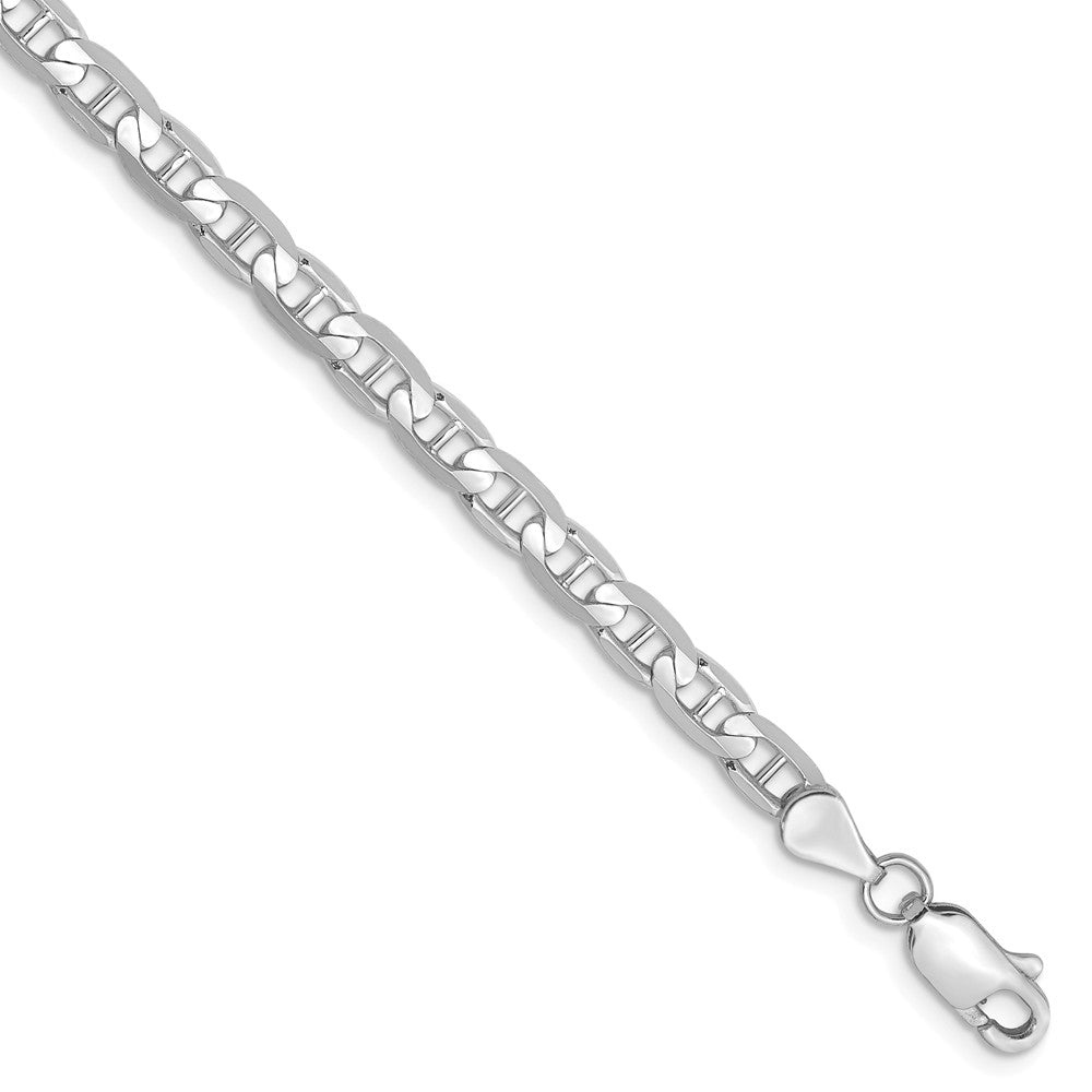 3.75mm Solid Concave Anchor Chain Bracelet in 14k White Gold