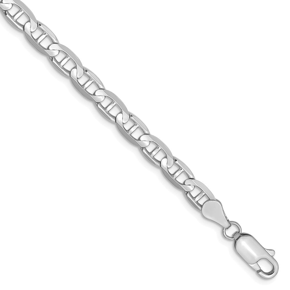 4.4mm Solid Concave Anchor Chain Bracelet in 14k White Gold, Item B12969 by The Black Bow Jewelry Co.