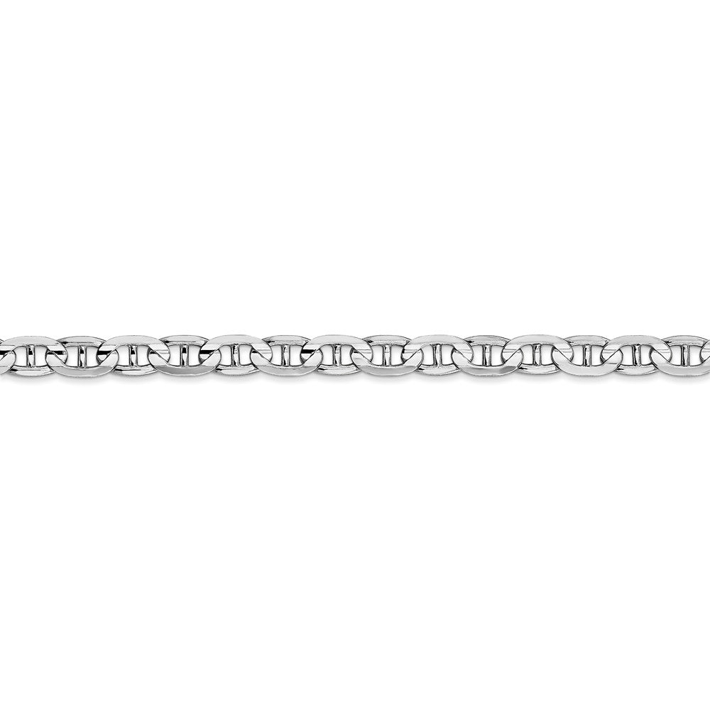 Alternate view of the 4.4mm Solid Concave Anchor Chain Bracelet in 14k White Gold by The Black Bow Jewelry Co.