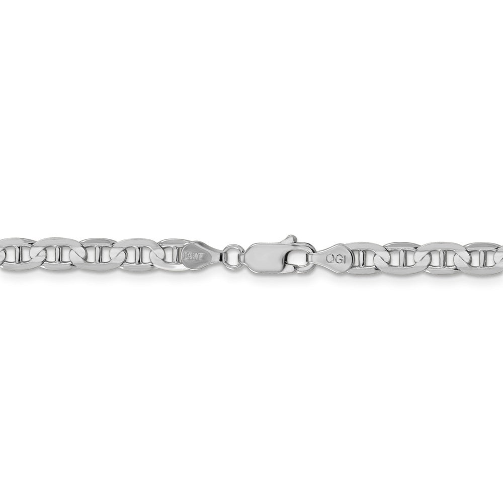Alternate view of the 4.4mm Solid Concave Anchor Chain Bracelet in 14k White Gold by The Black Bow Jewelry Co.