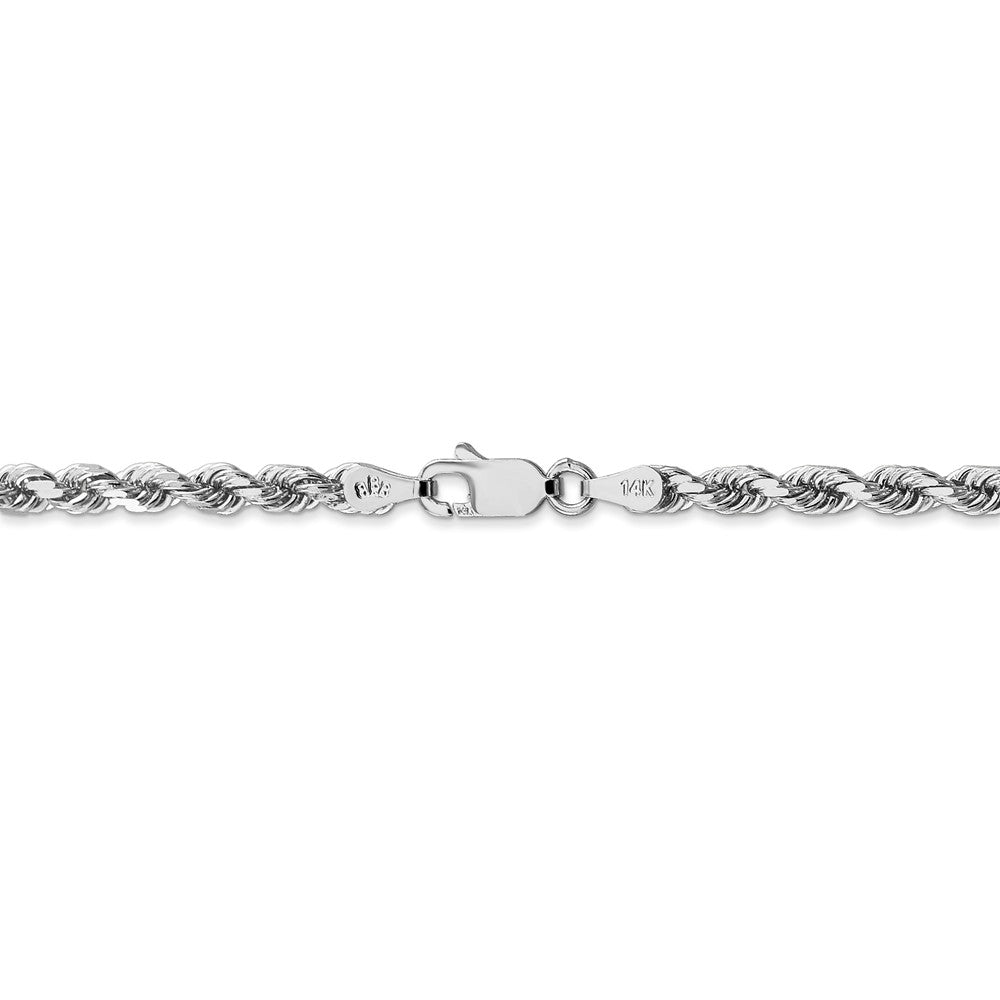 Alternate view of the 3.5mm 14k White Gold Diamond Cut Solid Rope Chain Bracelet by The Black Bow Jewelry Co.