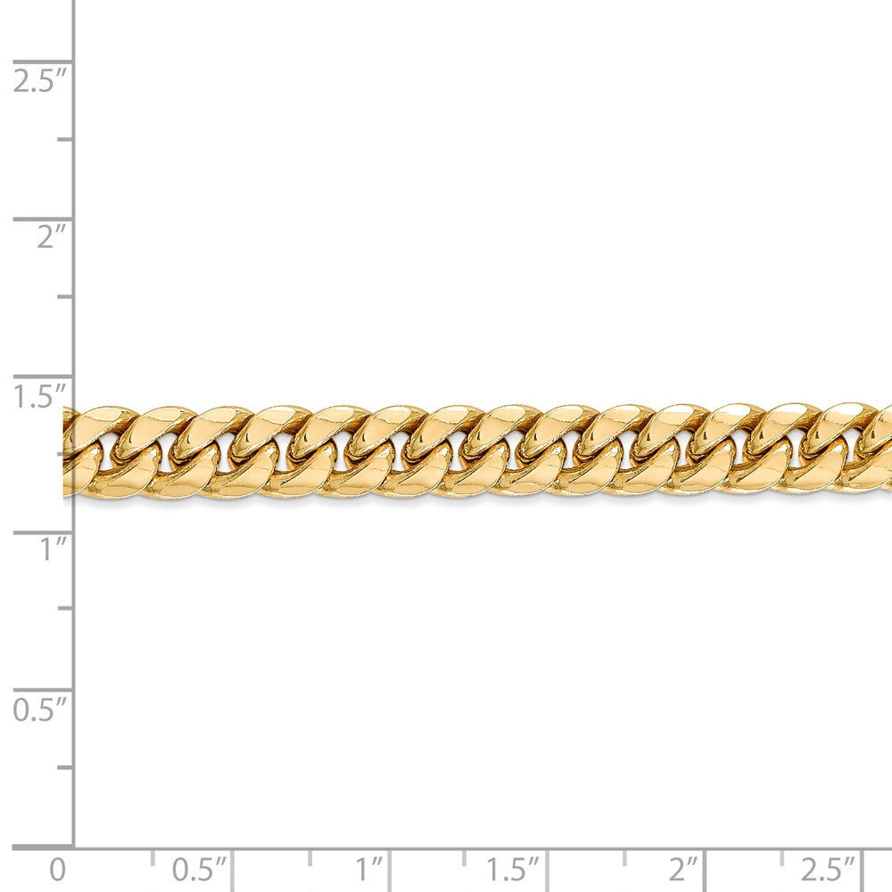 Alternate view of the 7.3mm 14k Yellow Gold Cuban Curb Chain Bracelet by The Black Bow Jewelry Co.