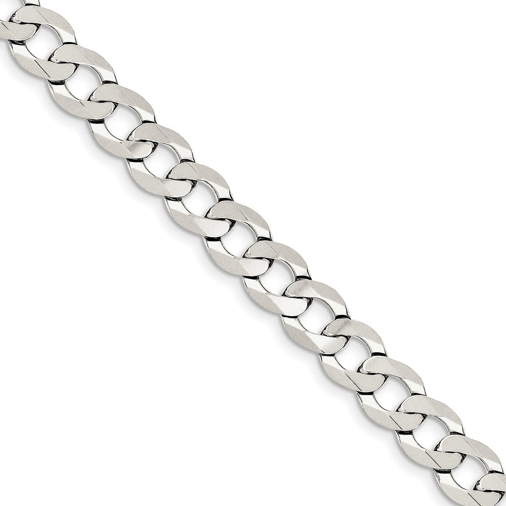 9.75mm Sterling Silver Solid Flat Curb Chain Bracelet
