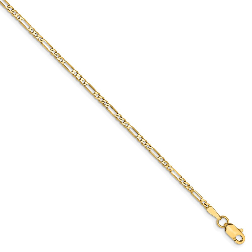 14K Gold 7 inch Solid Figaro Chain Bracelet | One Size | Bracelets Chain Bracelets