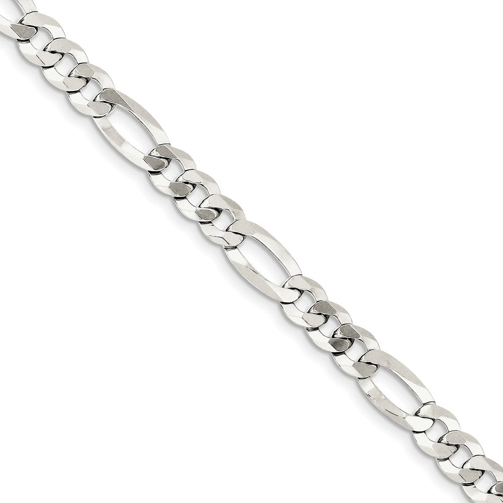 7.5mm Sterling Silver Flat Figaro Chain Bracelet, Item B13006 by The Black Bow Jewelry Co.