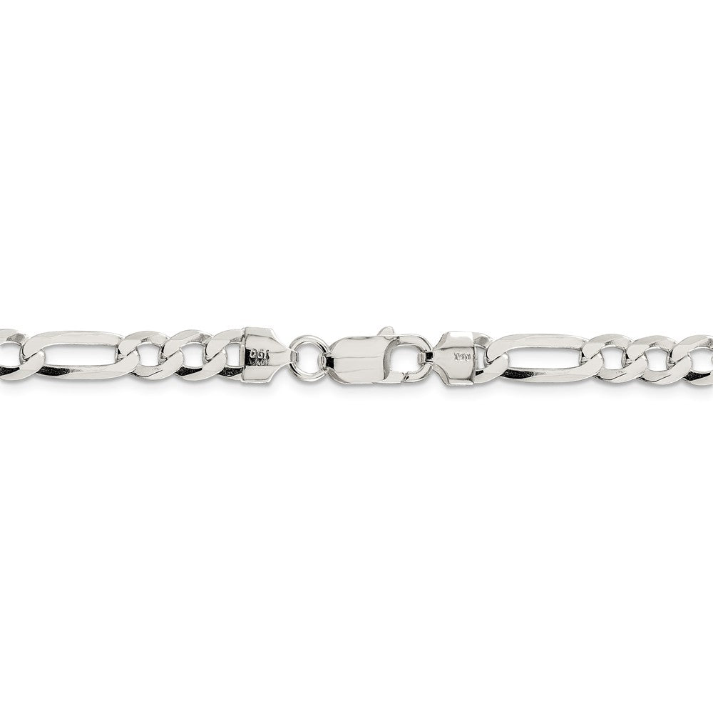 Alternate view of the 7.5mm Sterling Silver Flat Figaro Chain Bracelet by The Black Bow Jewelry Co.