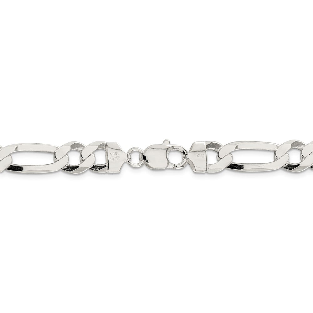 Alternate view of the 9.5mm Sterling Silver Flat Figaro Chain Bracelet by The Black Bow Jewelry Co.