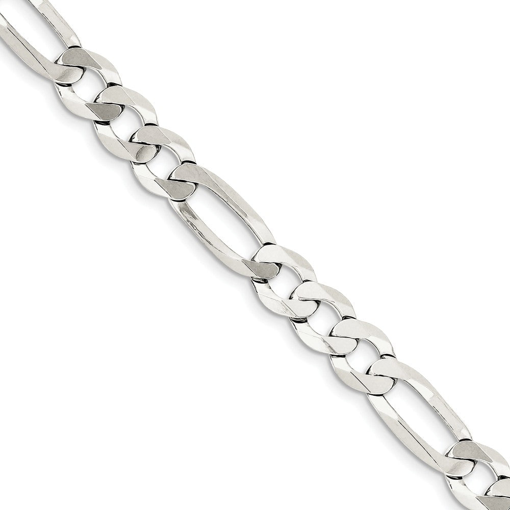 9.5mm Sterling Silver Flat Figaro Chain Bracelet