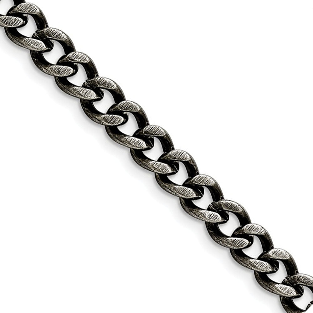 Men&#39;s 7.5mm Antiqued Stainless Steel Curb Chain Bracelet, Item B13018 by The Black Bow Jewelry Co.