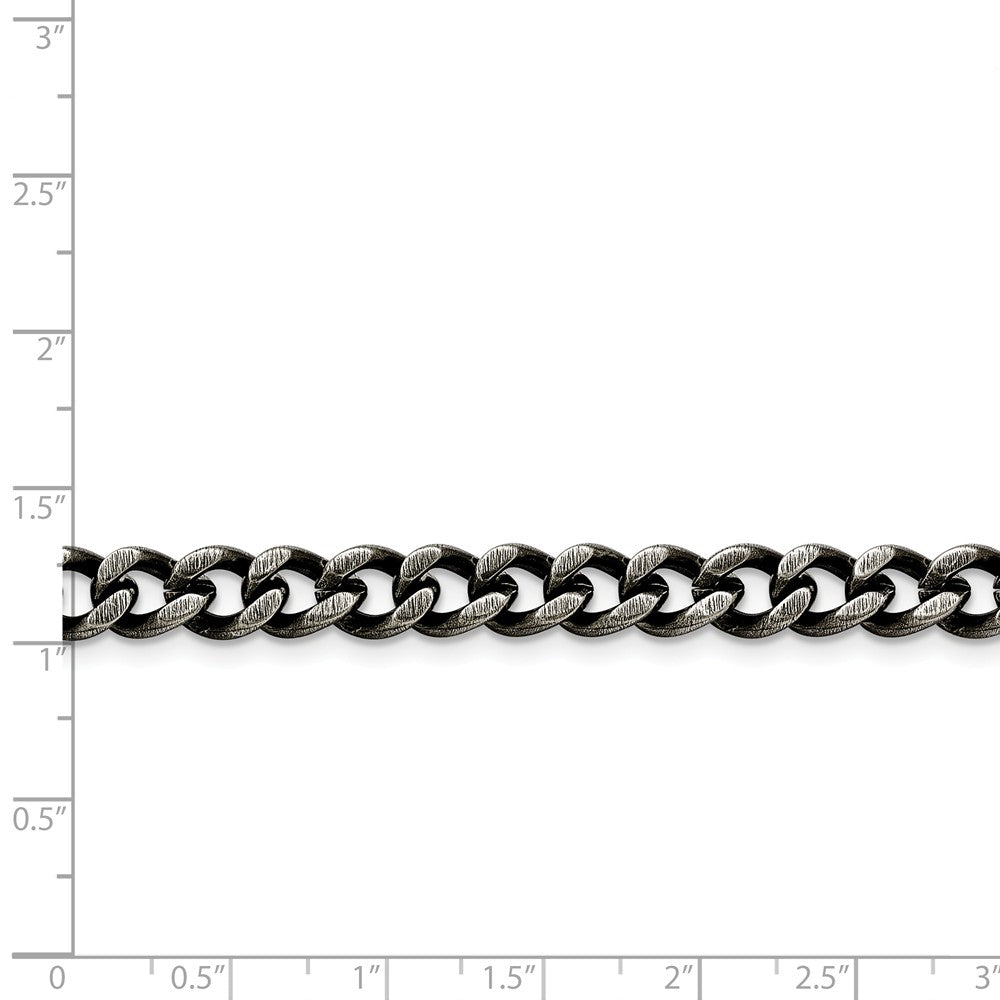 Alternate view of the Men&#39;s 7.5mm Antiqued Stainless Steel Curb Chain Bracelet by The Black Bow Jewelry Co.