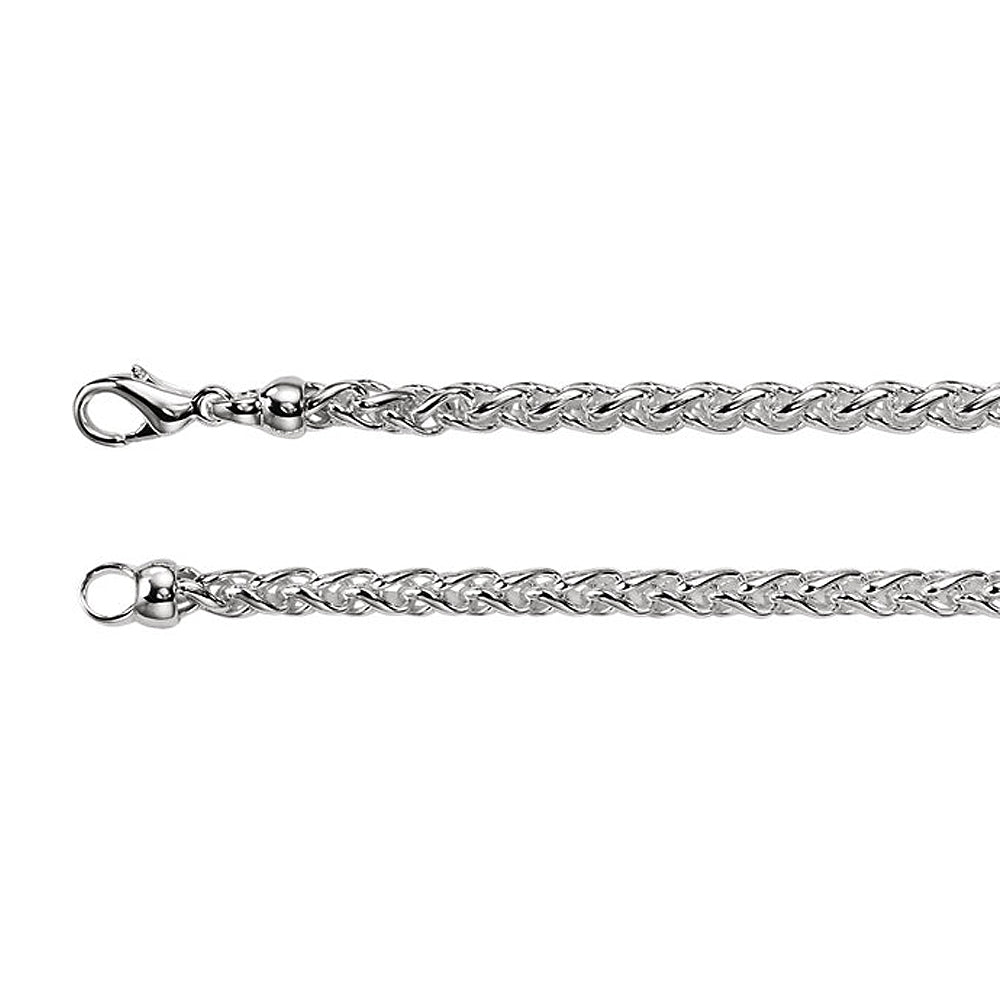 Sterling Silver 4mm Solid Wheat Chain Bracelet, 7 Inch, Item B13029 by The Black Bow Jewelry Co.