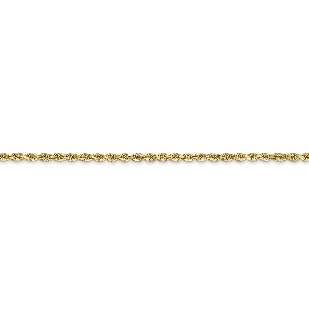 Alternate view of the 1.75mm Diamond Cut Rope Chain Bracelet in 14k Yellow Gold, 6 Inch by The Black Bow Jewelry Co.