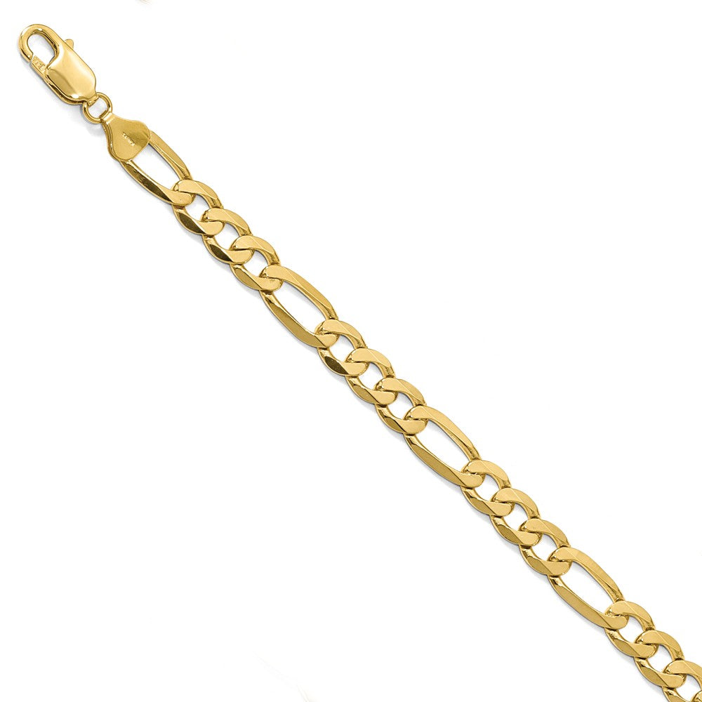 7.5mm 14k Yellow Gold Flat Figaro Chain Bracelet