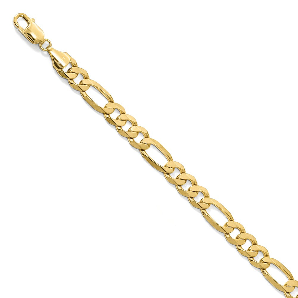 8.75mm 14k Yellow Gold Flat Figaro Chain Bracelet, Item B13269 by The Black Bow Jewelry Co.