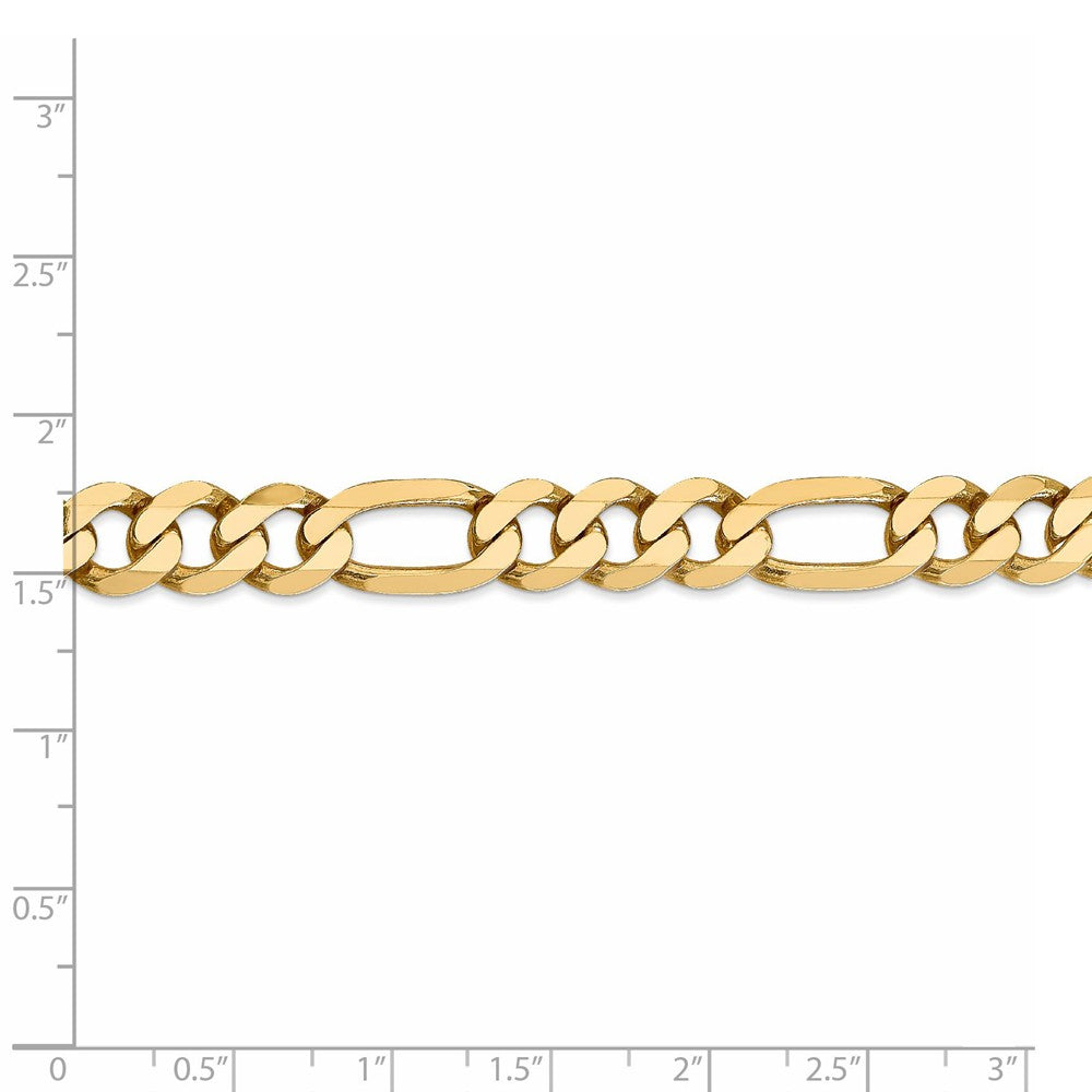 Alternate view of the 8.75mm 14k Yellow Gold Flat Figaro Chain Bracelet by The Black Bow Jewelry Co.