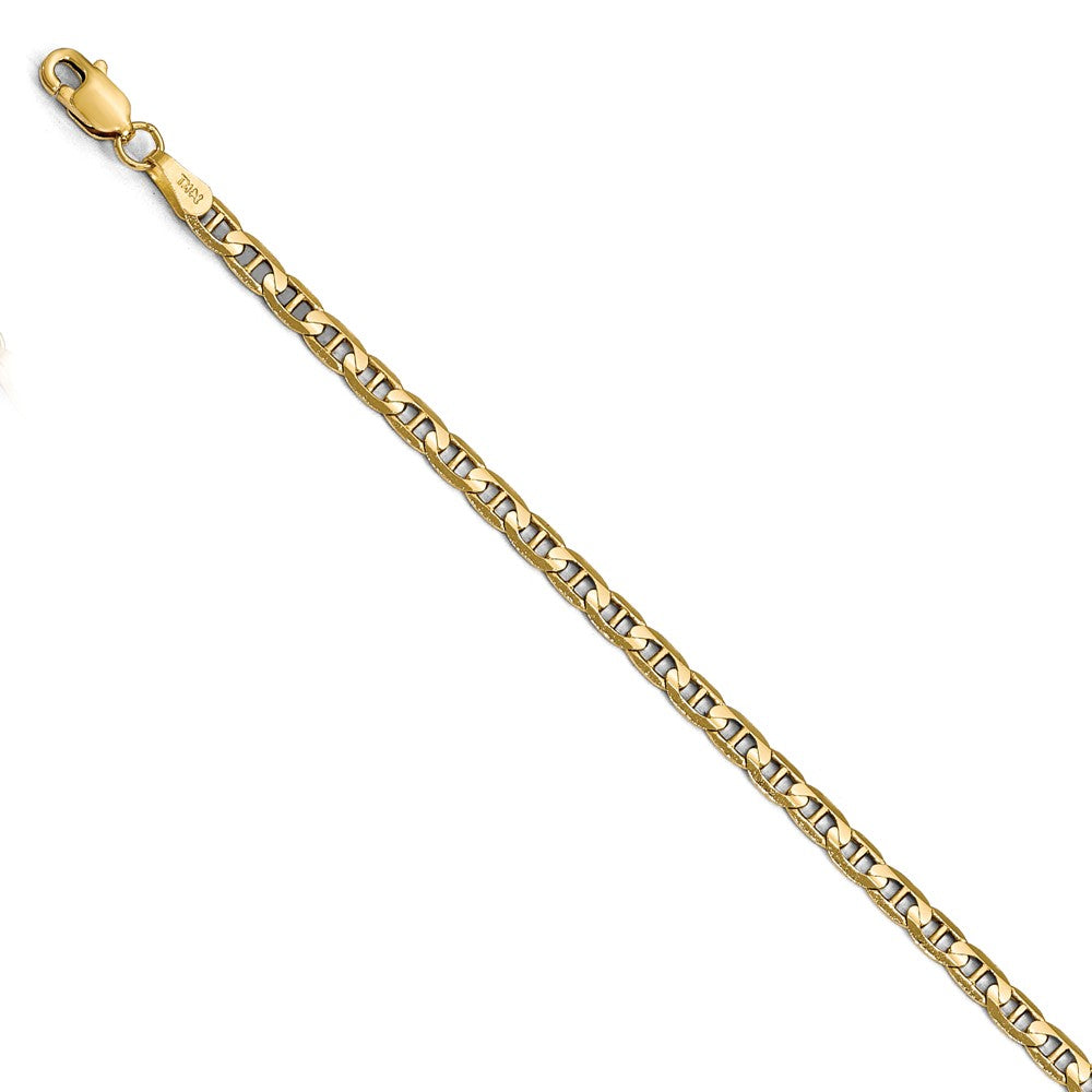 3mm 14k Yellow Gold Concave Anchor Chain Bracelet or Anklet