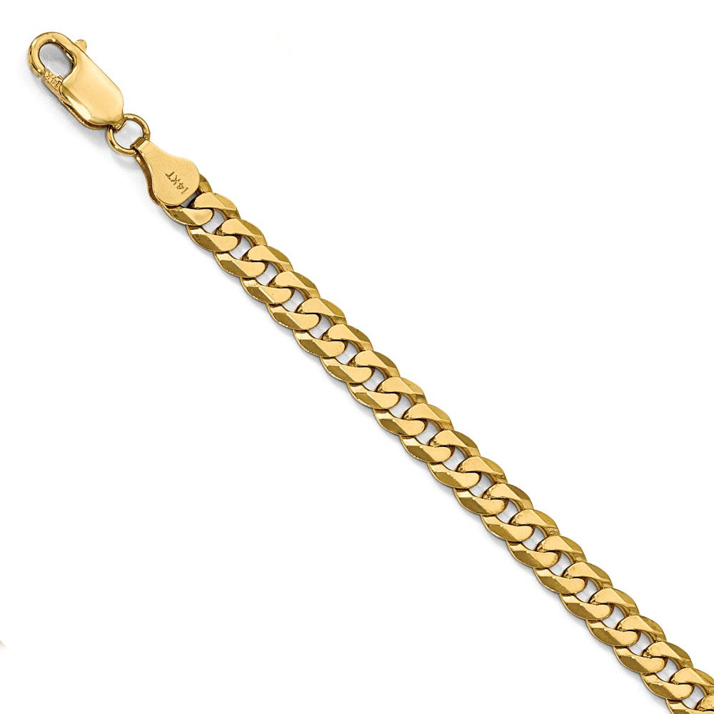 6.1mm 14k Yellow Gold Beveled Curb Chain Bracelet