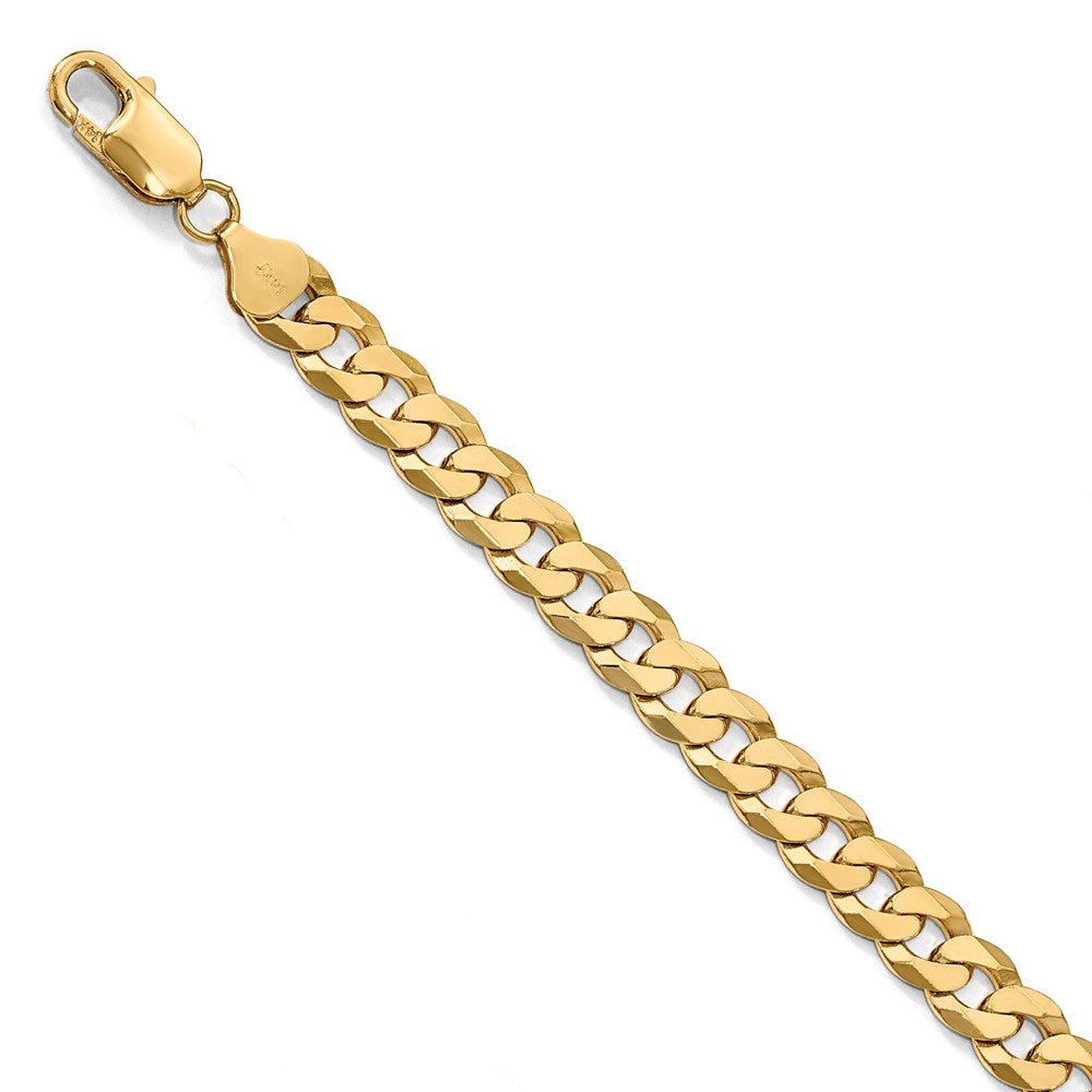 8mm 14k Yellow Gold Beveled Curb Chain Bracelet