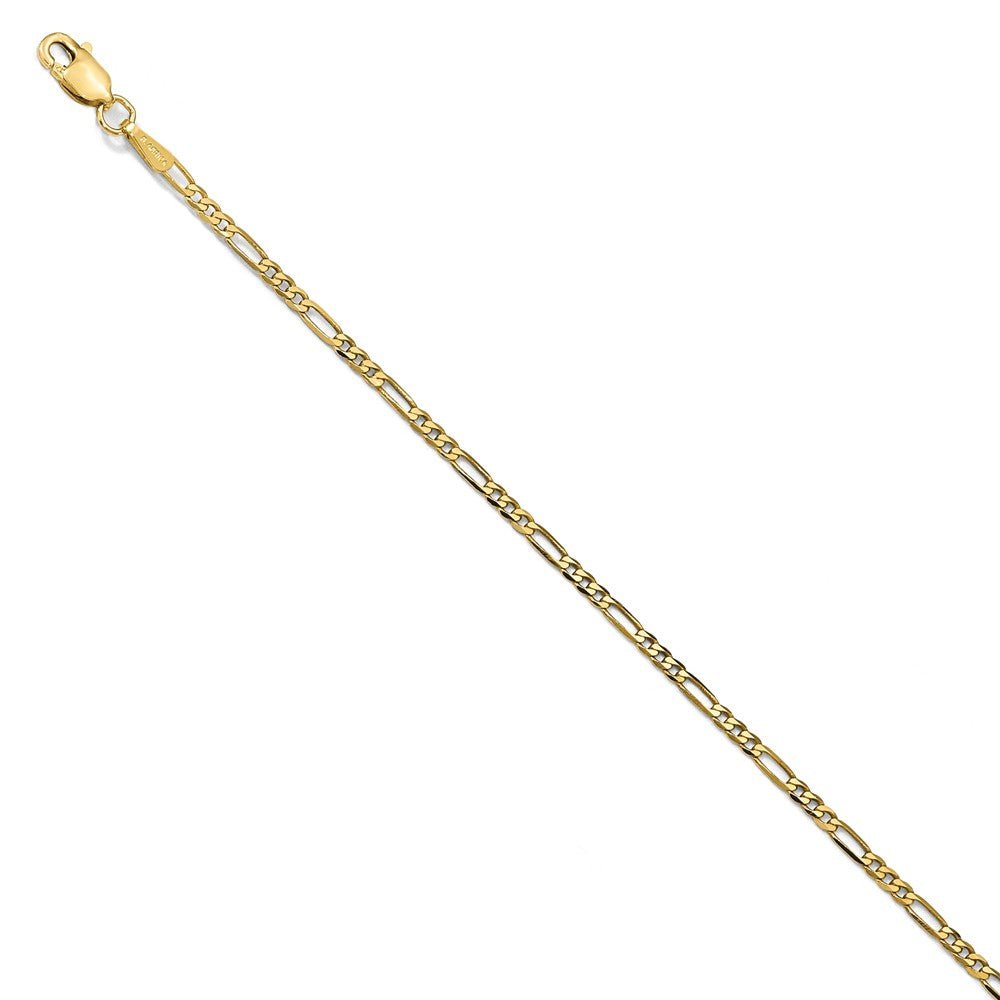 1.8mm 14k Yellow Gold Flat Figaro Chain Bracelet, Item B13278 by The Black Bow Jewelry Co.